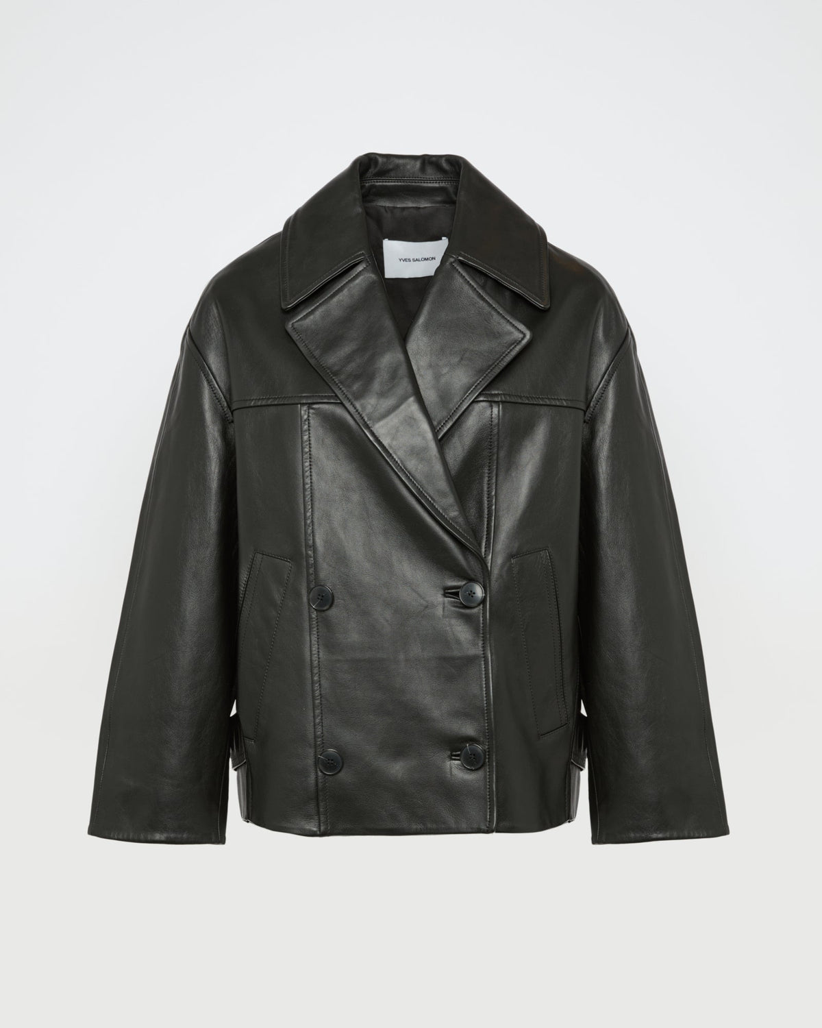 Lamb leather peacoat