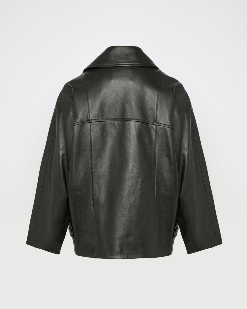 Lamb leather peacoat