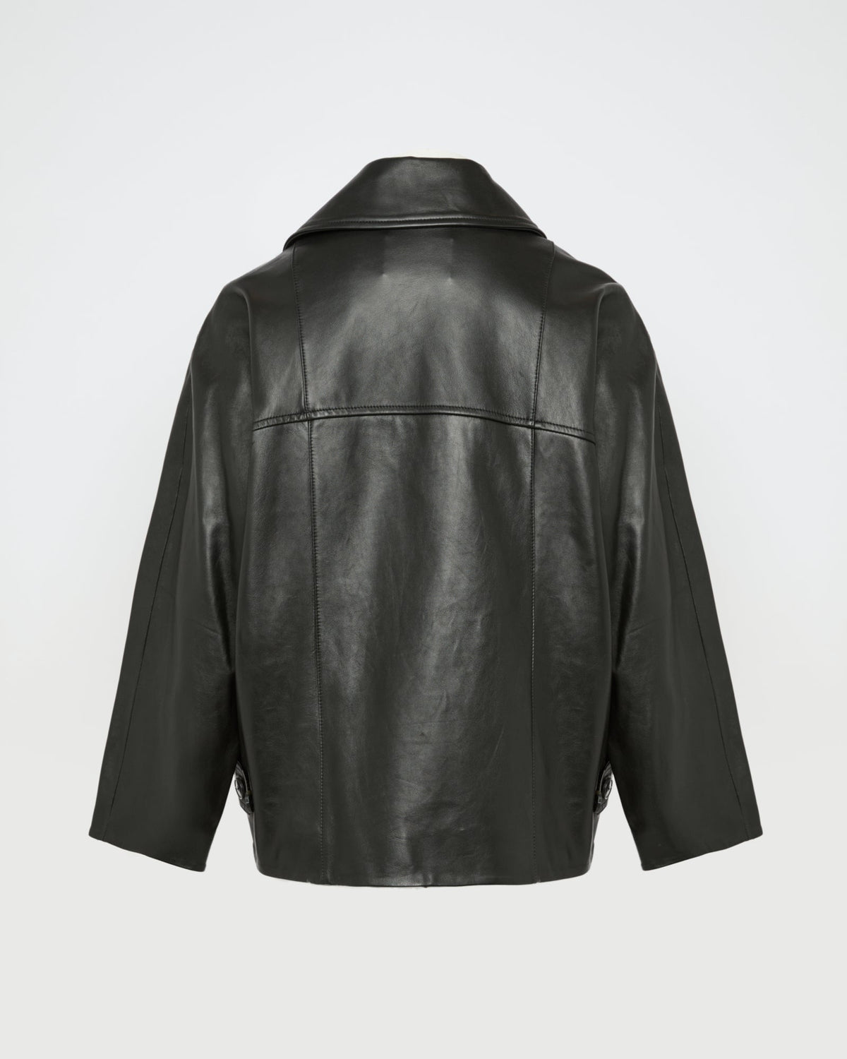 Lamb leather peacoat