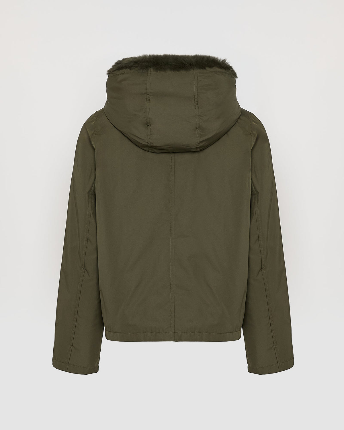 Hooded jacket in technical fabric reversible rex rabbit fur