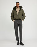 Boxy jacket in technical fabric reversible rex rabbit fur