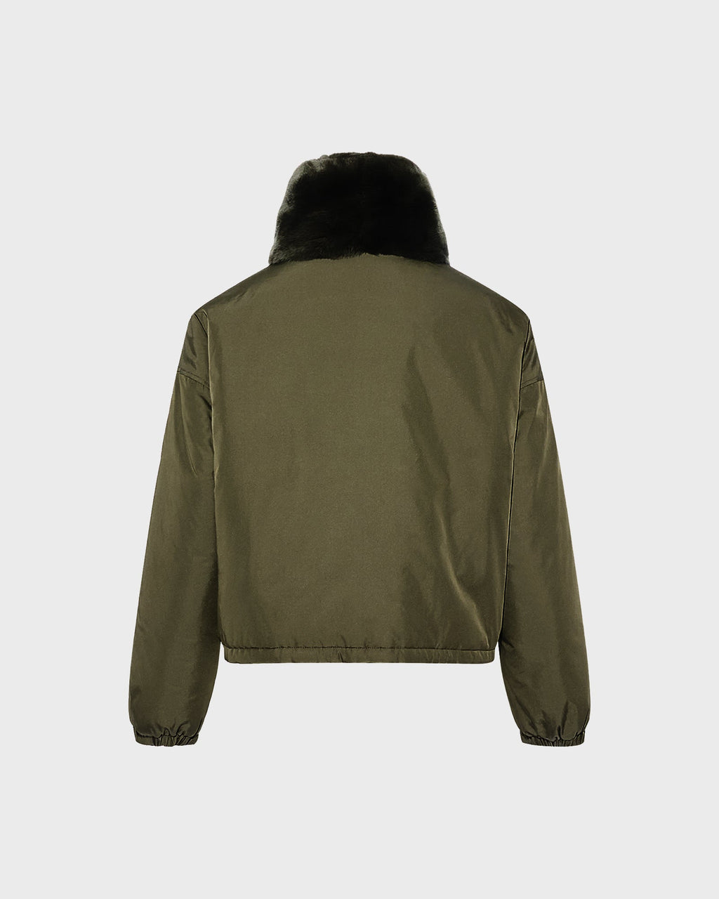 Boxy jacket in technical fabric reversible rex rabbit fur