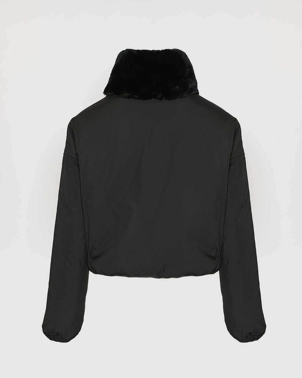 Boxy jacket in technical fabric reversible rex rabbit fur