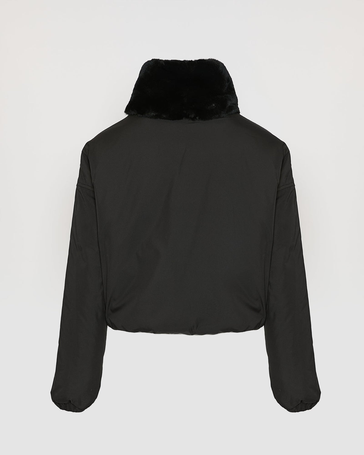Boxy jacket in technical fabric reversible rex rabbit fur