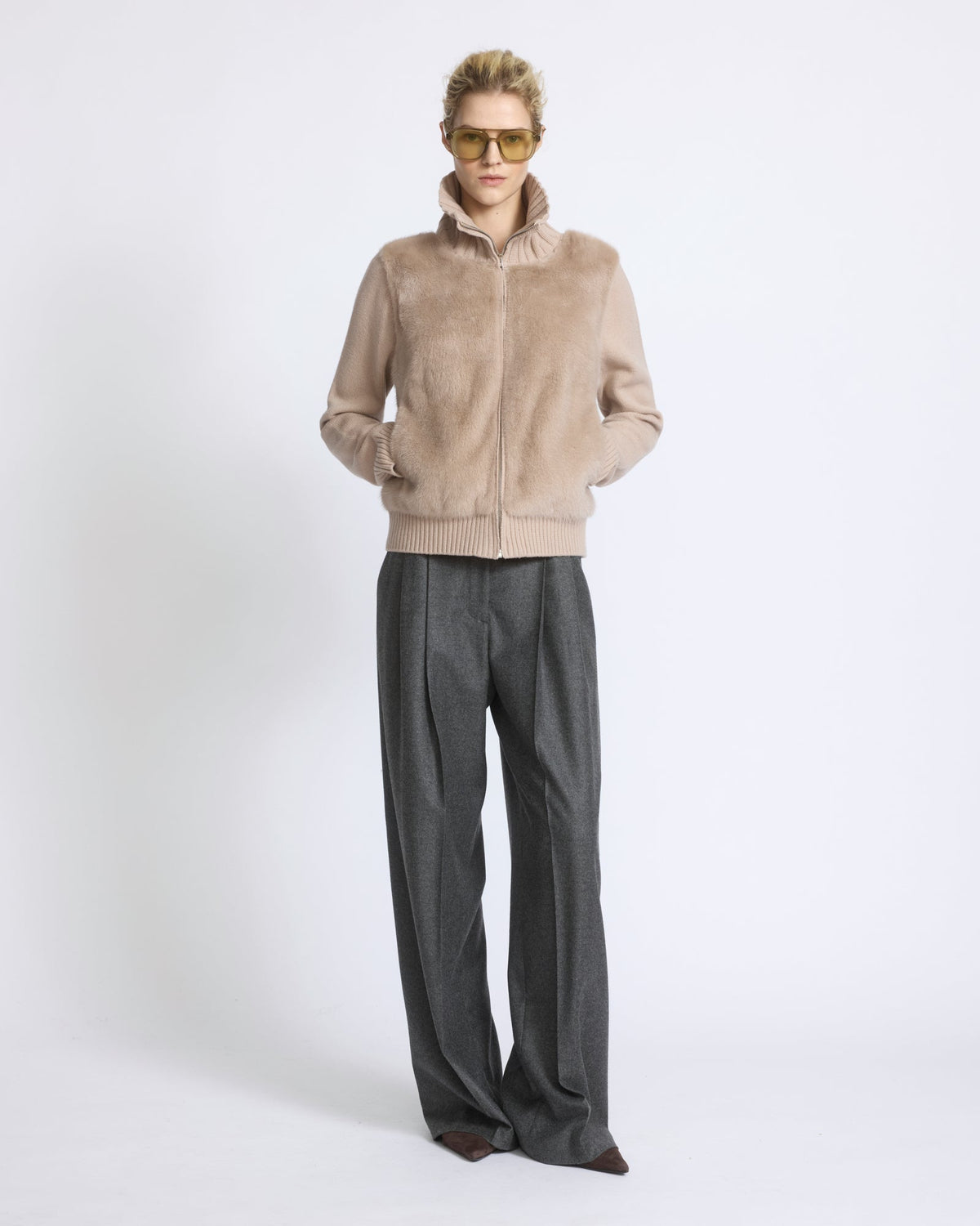 Mink fur and Merino knit jacket