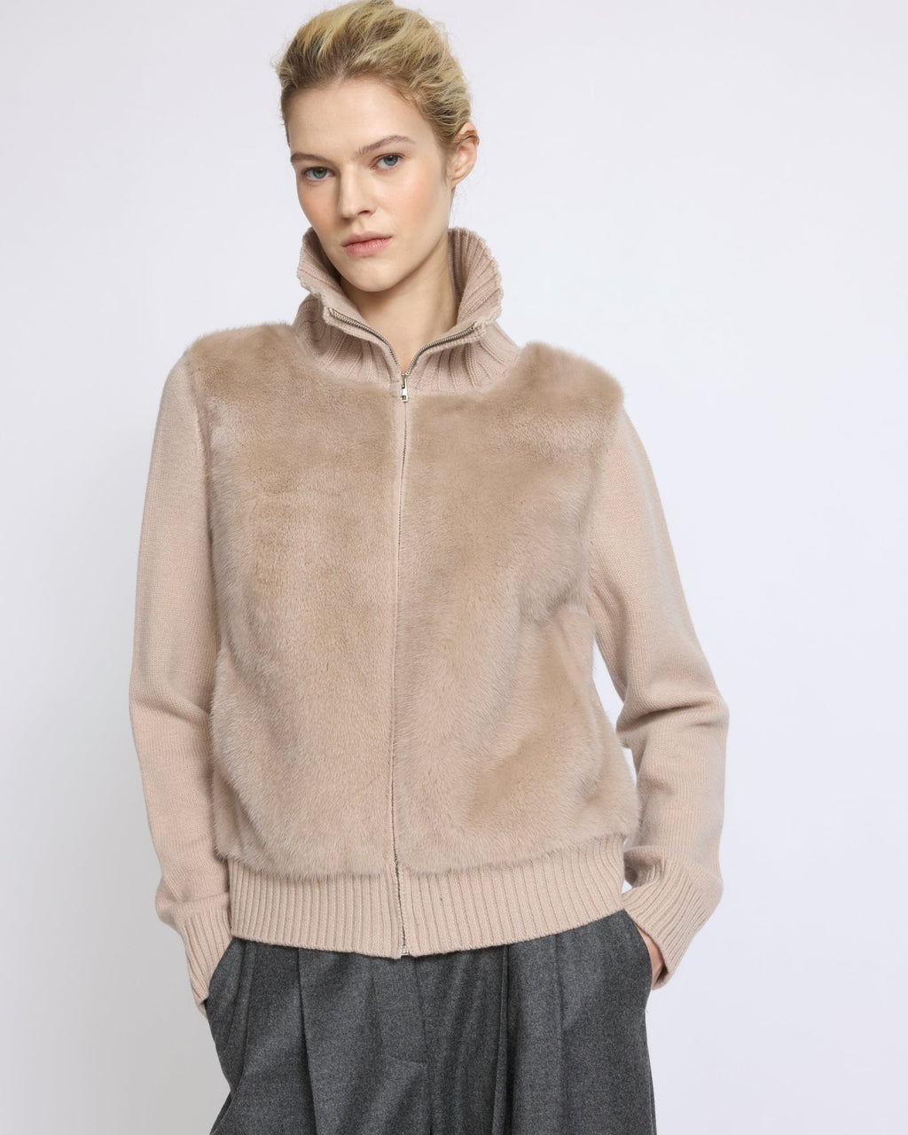 Mink fur and Merino knit jacket