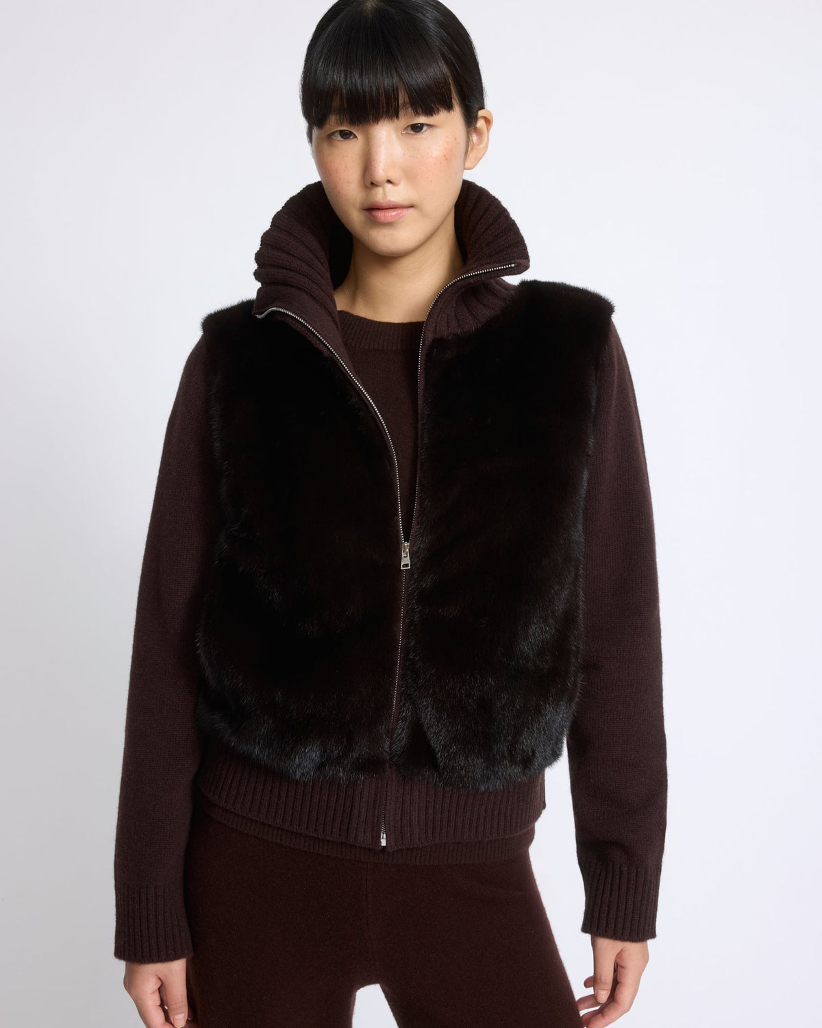 Mink fur and Merino knit jacket