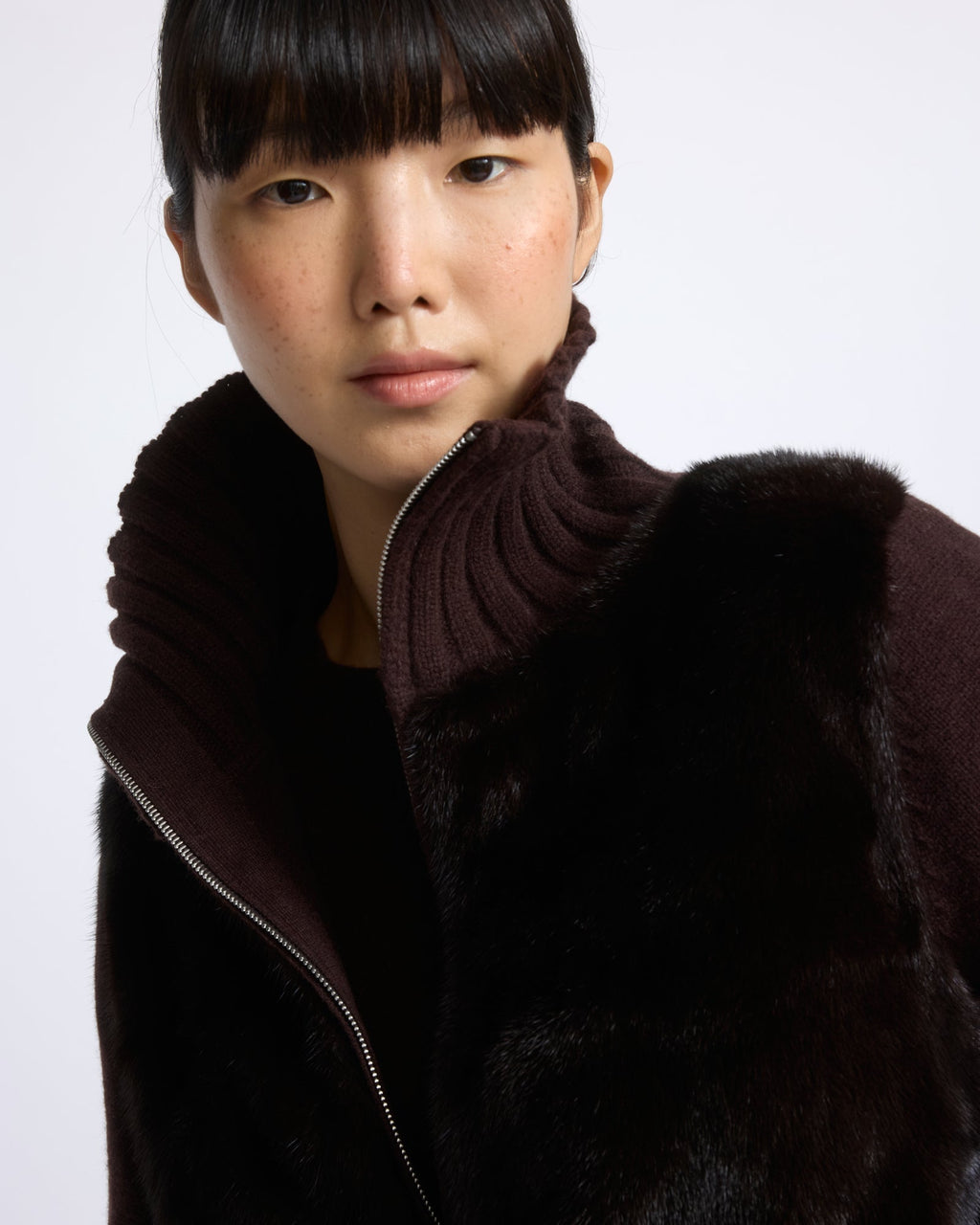 Mink fur and Merino knit jacket