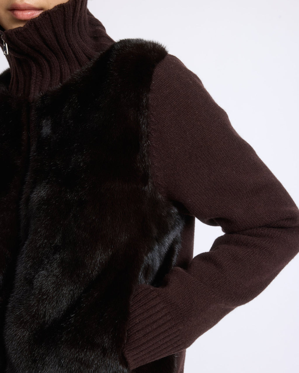 Mink fur and Merino knit jacket