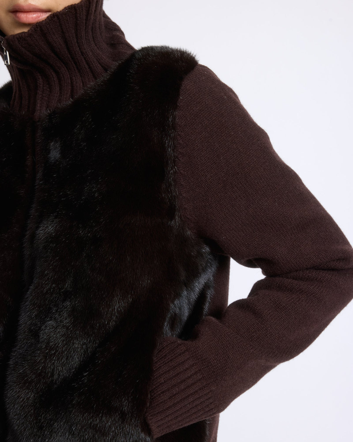 Mink fur and Merino knit jacket