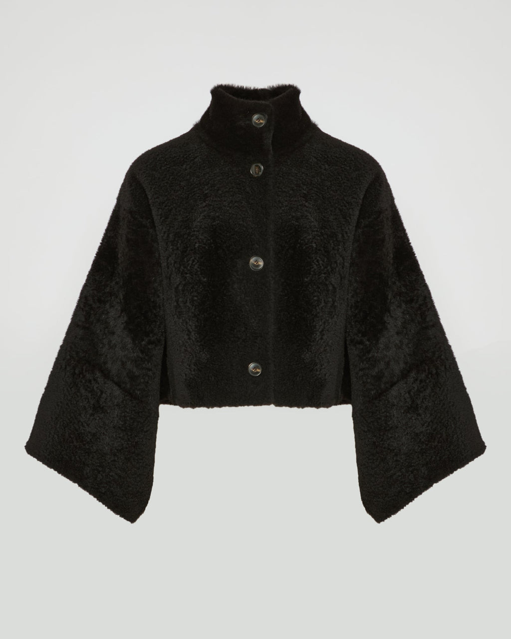 Loose astrakan-style lambskin cape jacket