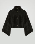 Loose astrakan-style lambskin cape jacket