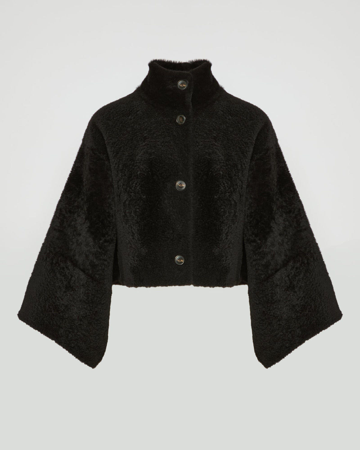 Loose astrakan-style lambskin cape jacket