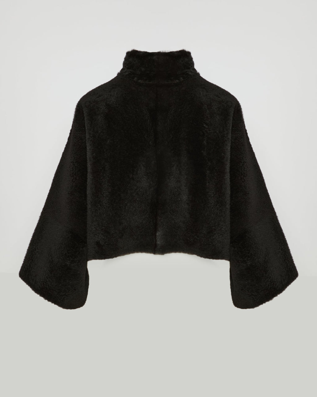 Loose astrakan-style lambskin cape jacket