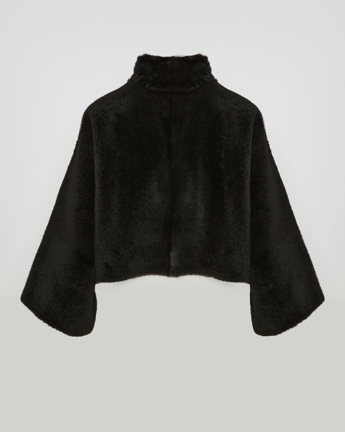 Loose astrakan-style lambskin cape jacket