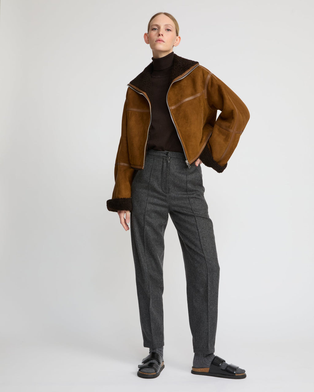 Suede Merino lambskin cropped jacket
