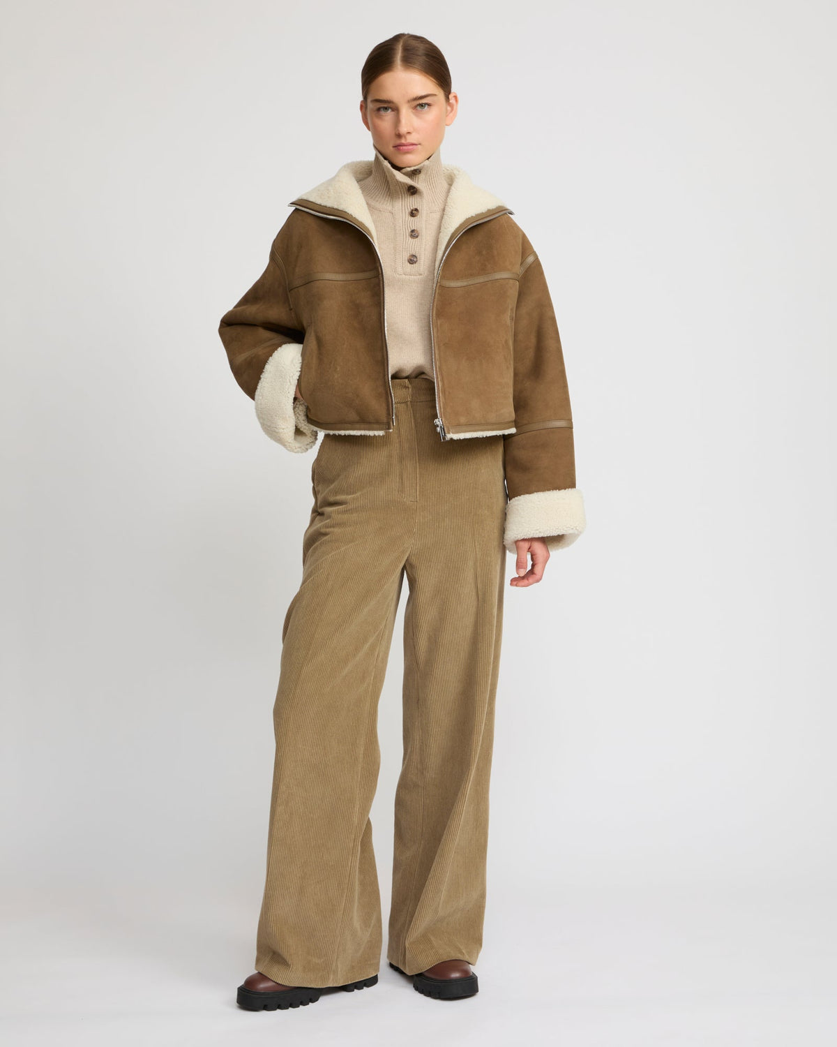 Suede Merino lambskin cropped jacket