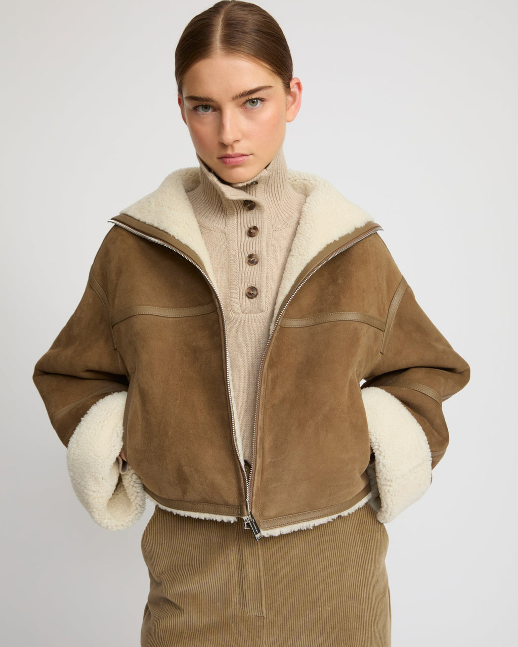 Suede Merino lambskin cropped jacket