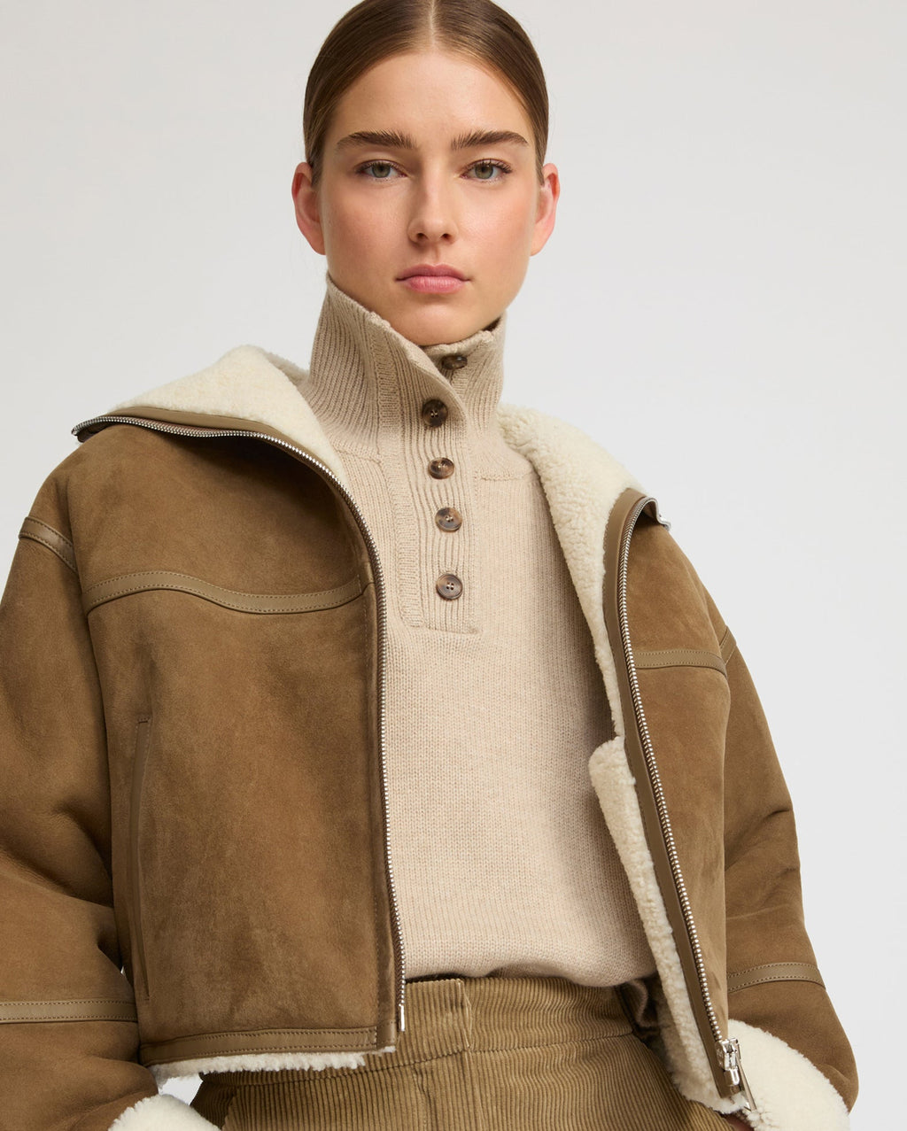 Suede Merino lambskin cropped jacket