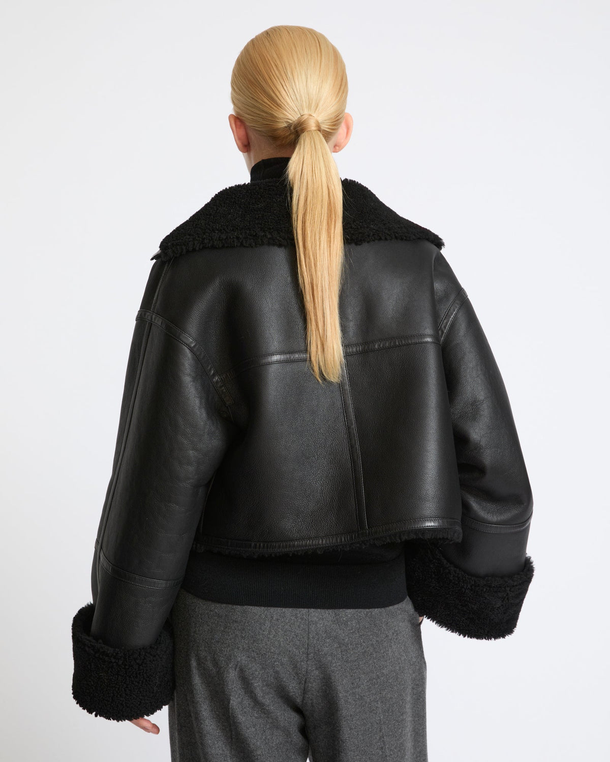 Suede Merino lambskin cropped jacket