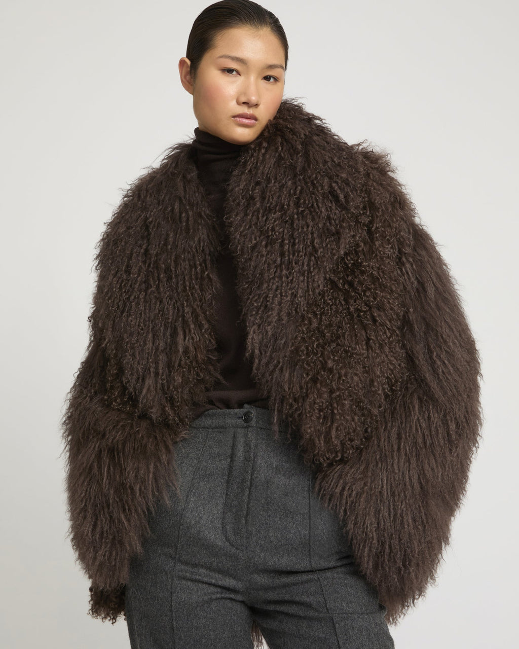 Oversized Mongolian lamb jacket