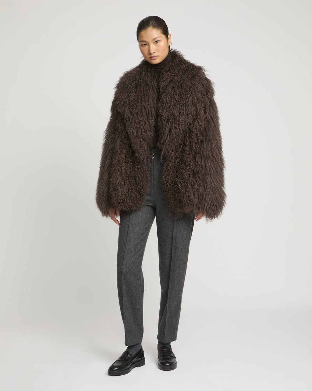 Oversized Mongolian lamb jacket