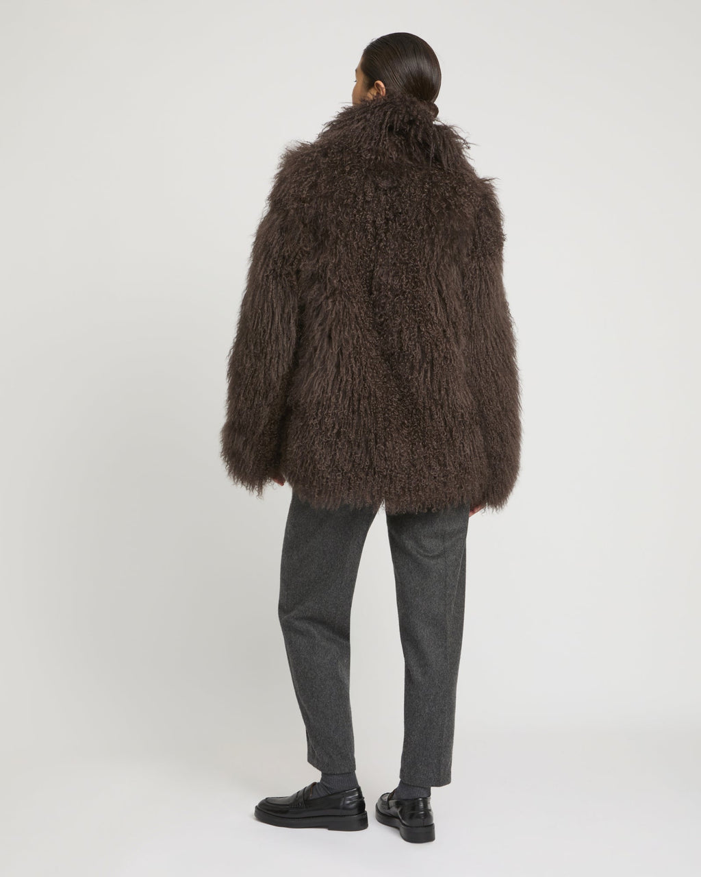 Oversized Mongolian lamb jacket