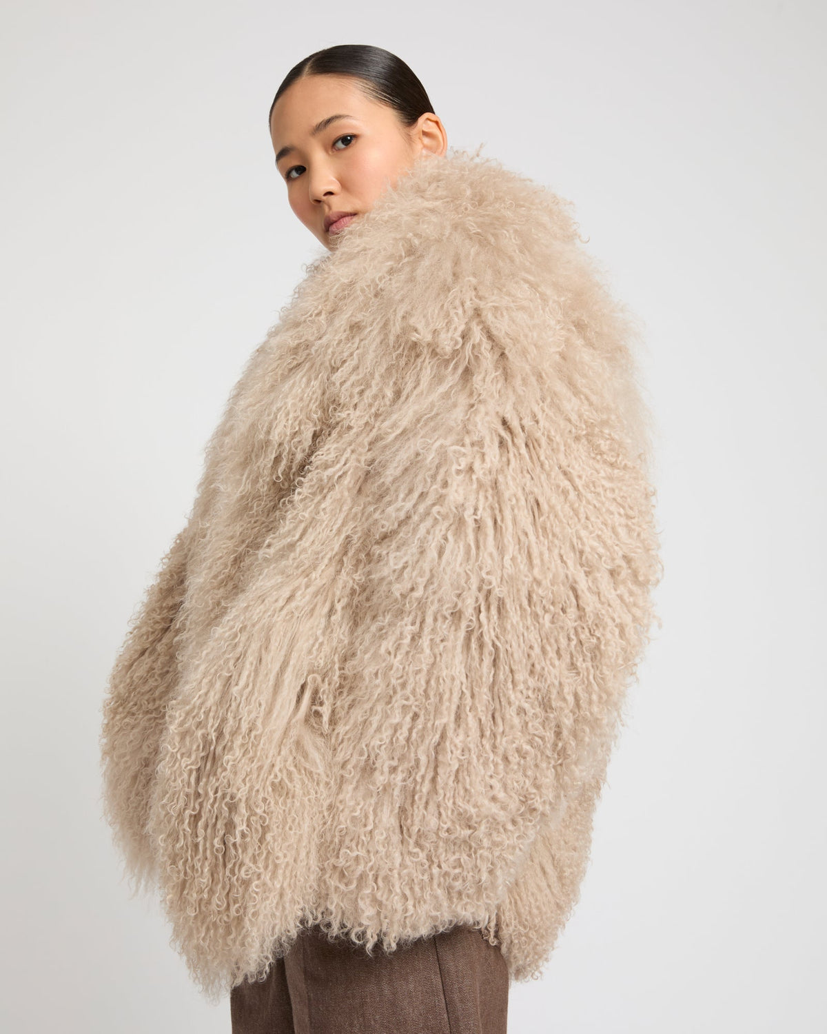 Oversized Mongolian lamb jacket