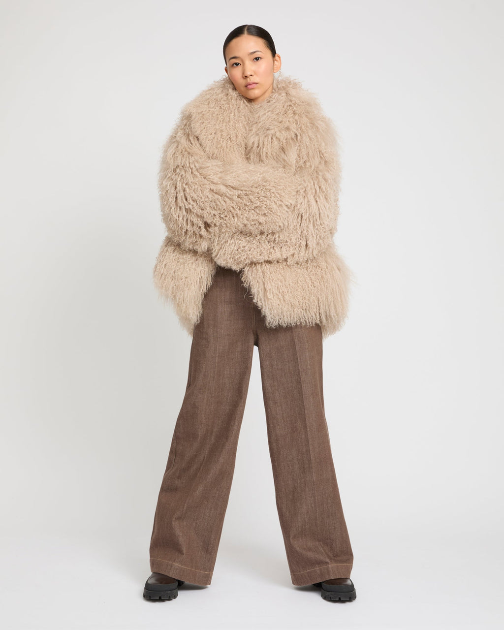 Oversized Mongolian lamb jacket