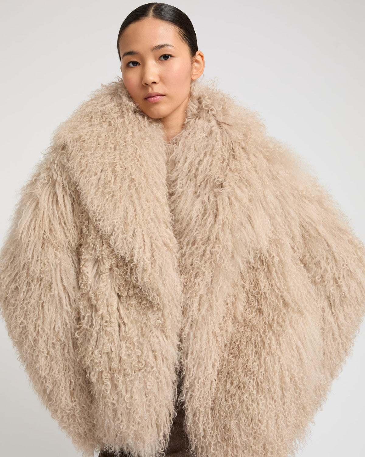 Oversized Mongolian lamb jacket