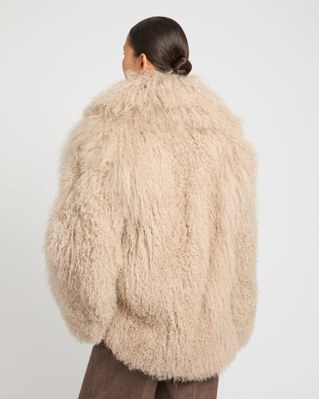 Oversized Mongolian lamb jacket