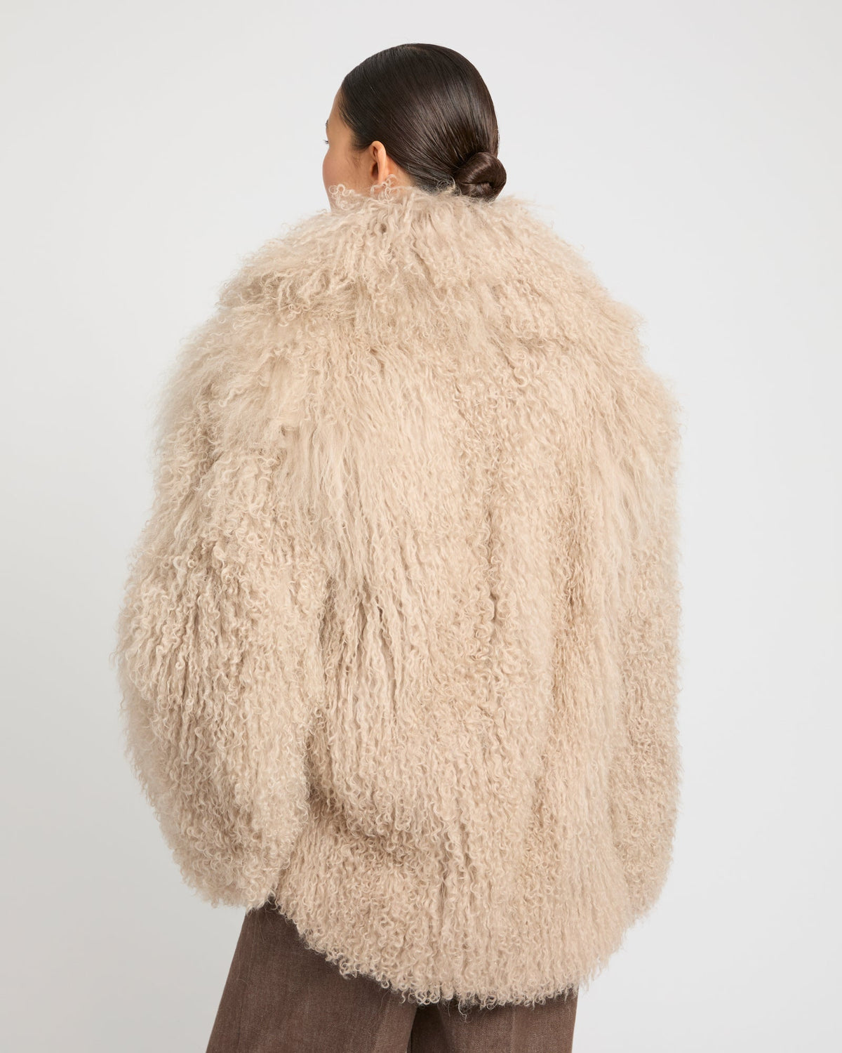 Oversized Mongolian lamb jacket