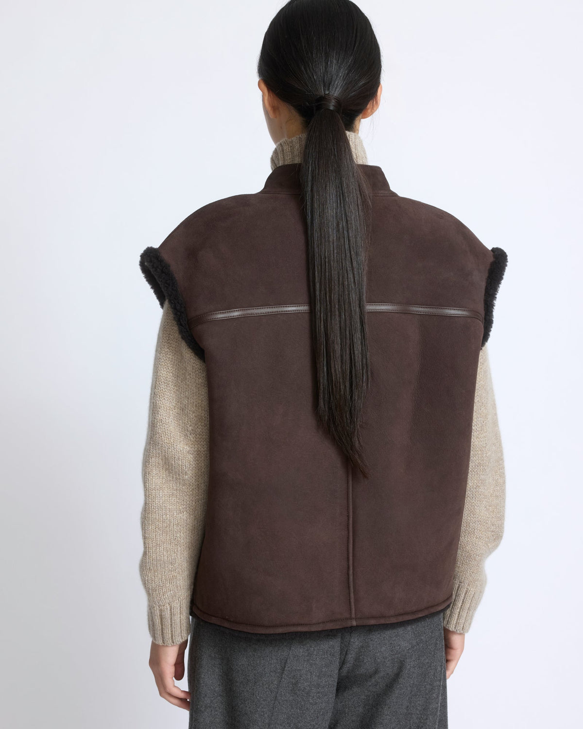 Curly Merino lambskin sleeveless gilet