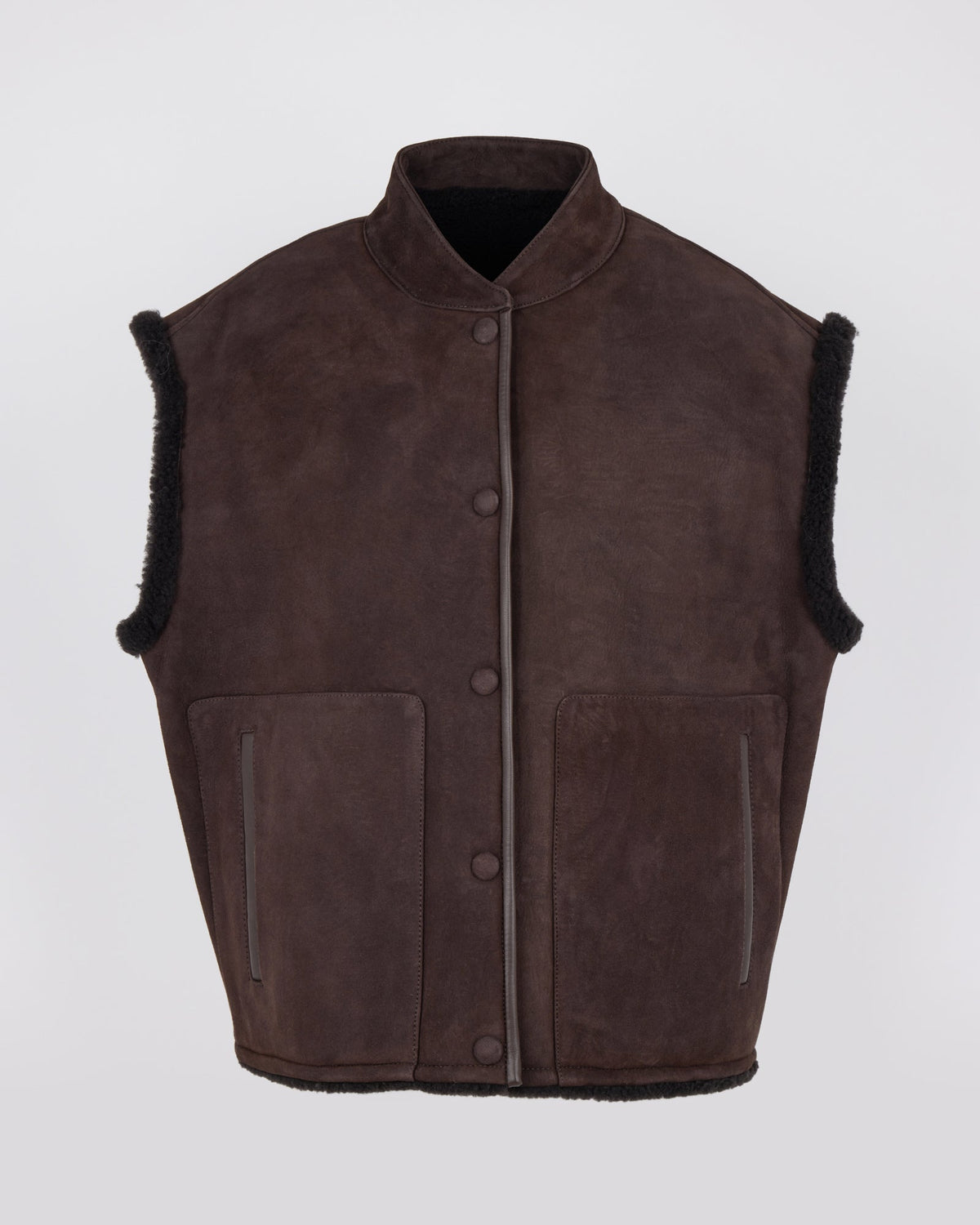 Curly Merino lambskin sleeveless gilet