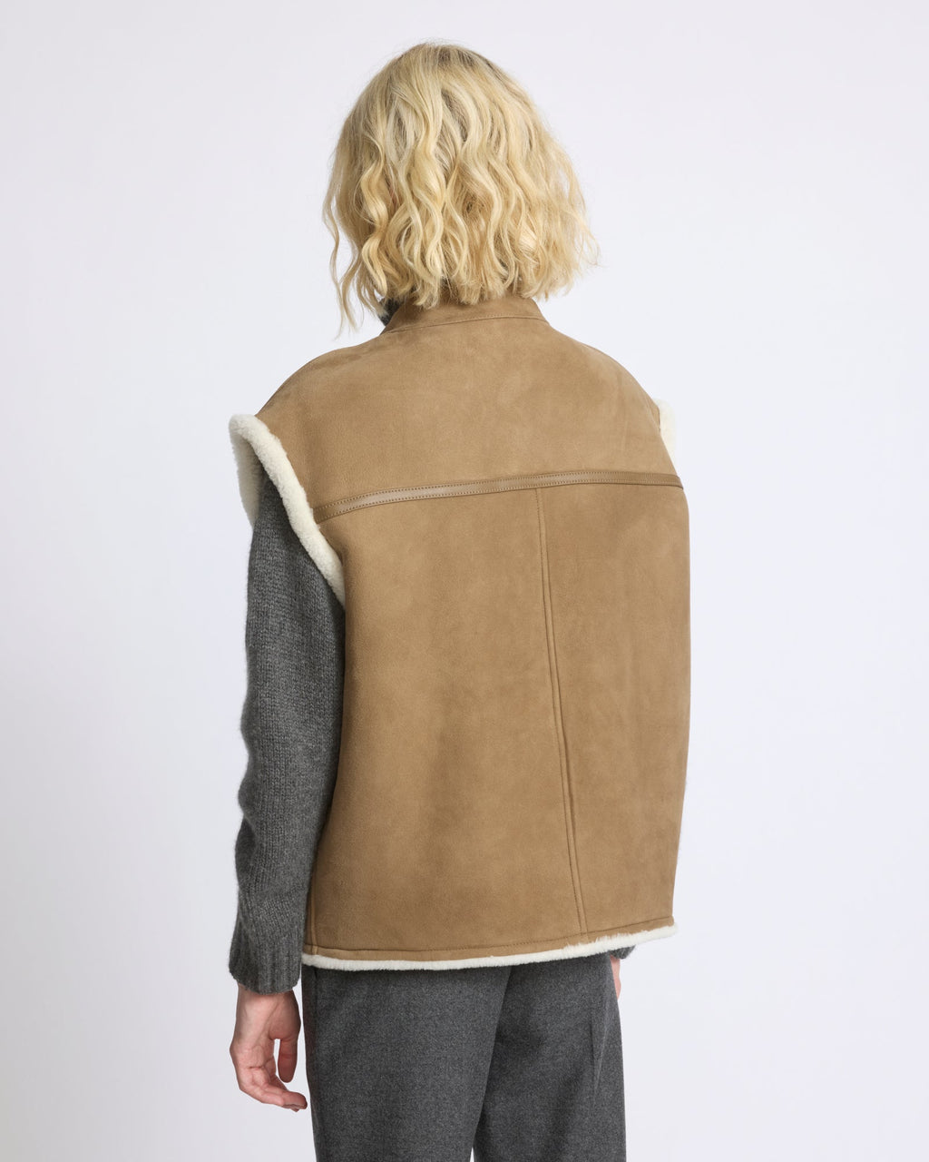 Curly Merino lambskin sleeveless gilet