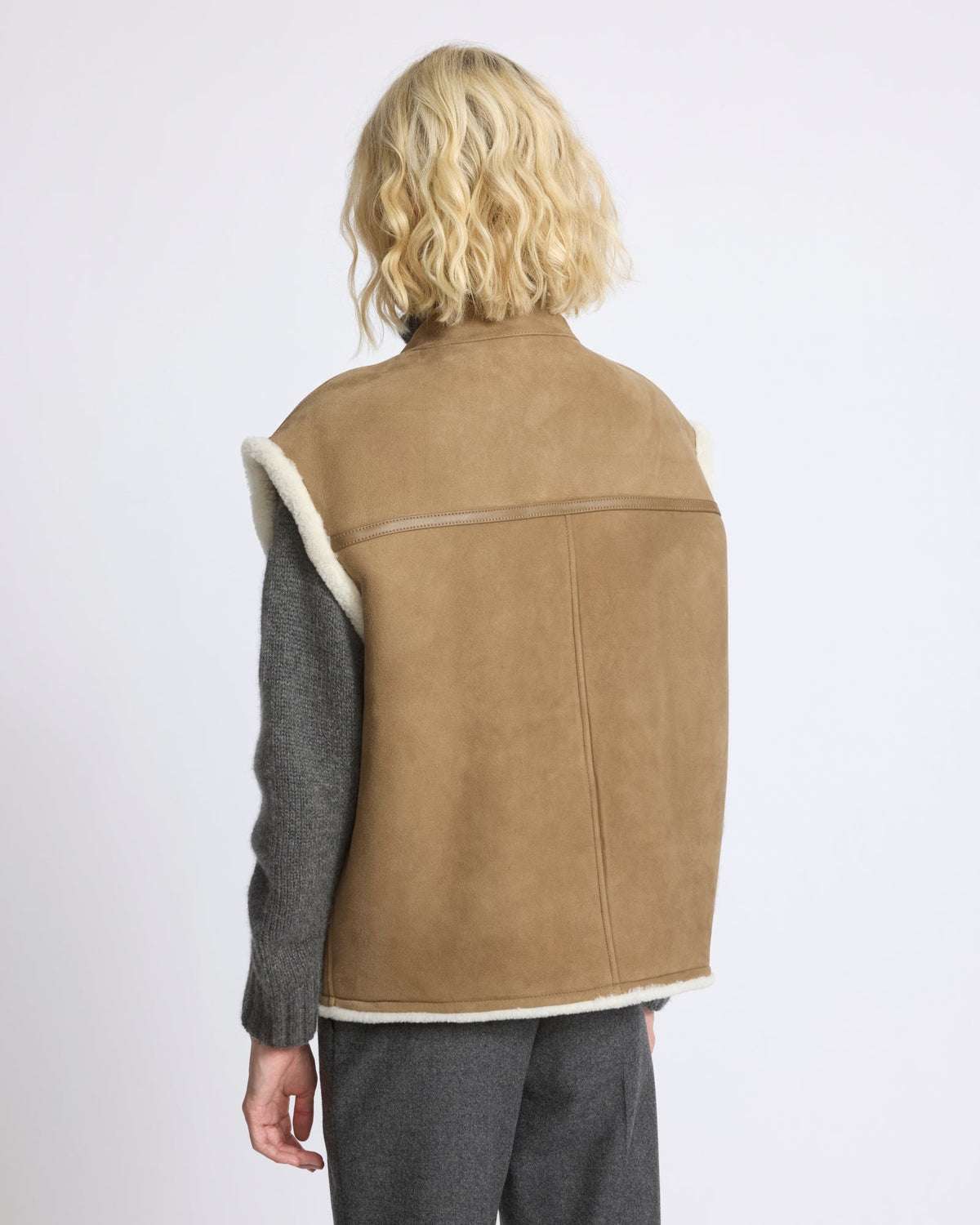 Curly Merino lambskin sleeveless gilet
