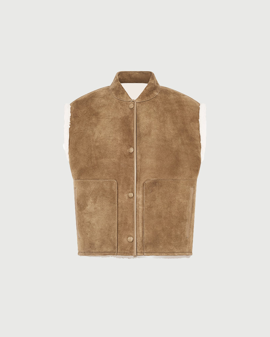 Curly Merino lambskin sleeveless gilet