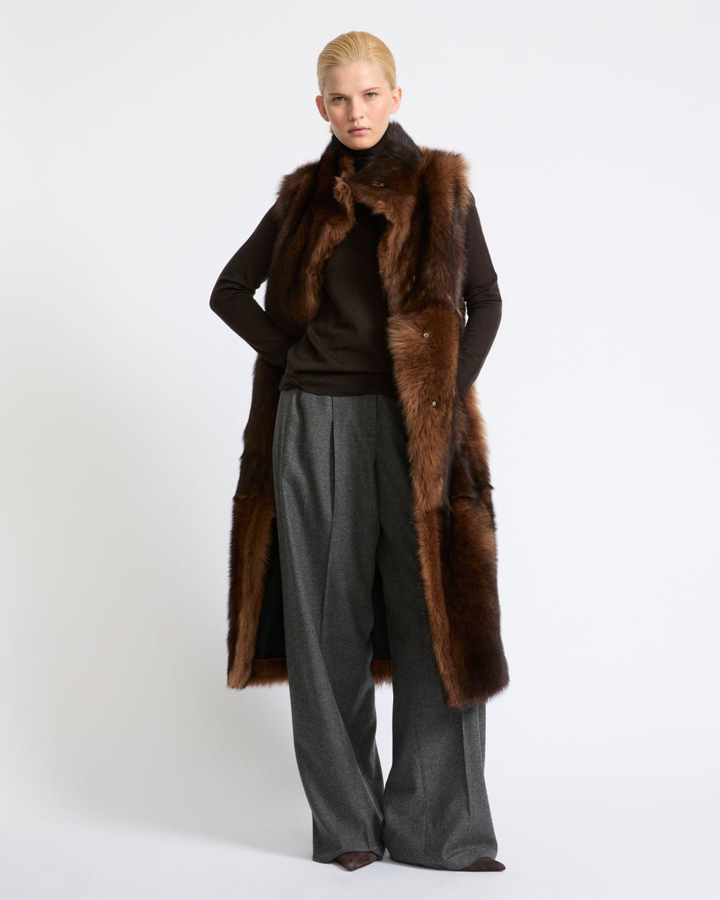 Long Toscana lambskin sleeveless gilet