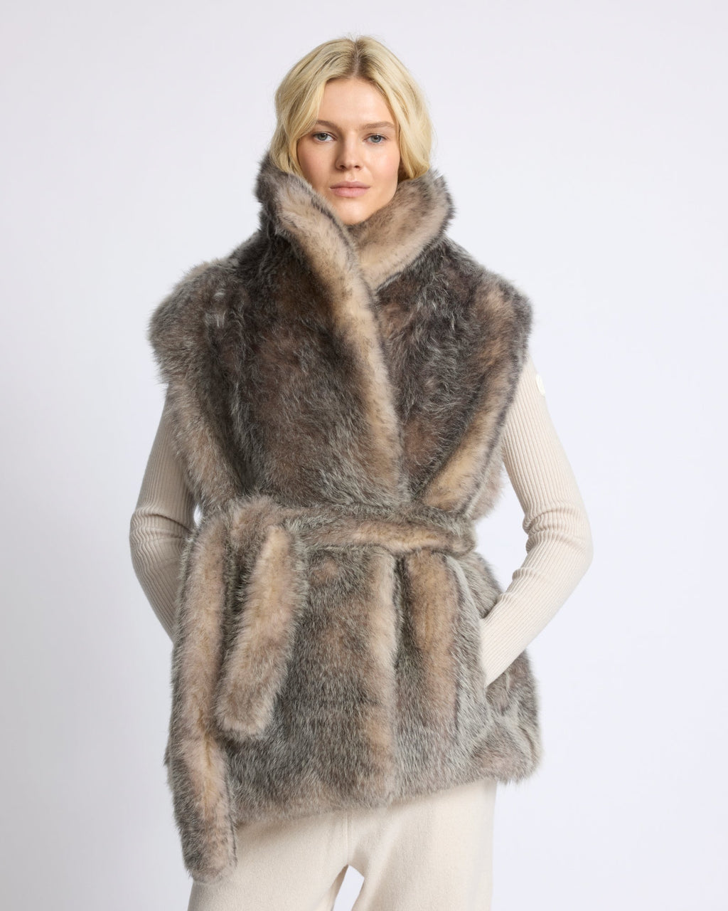 Toscana lamb fur-effect sleeveless gilet