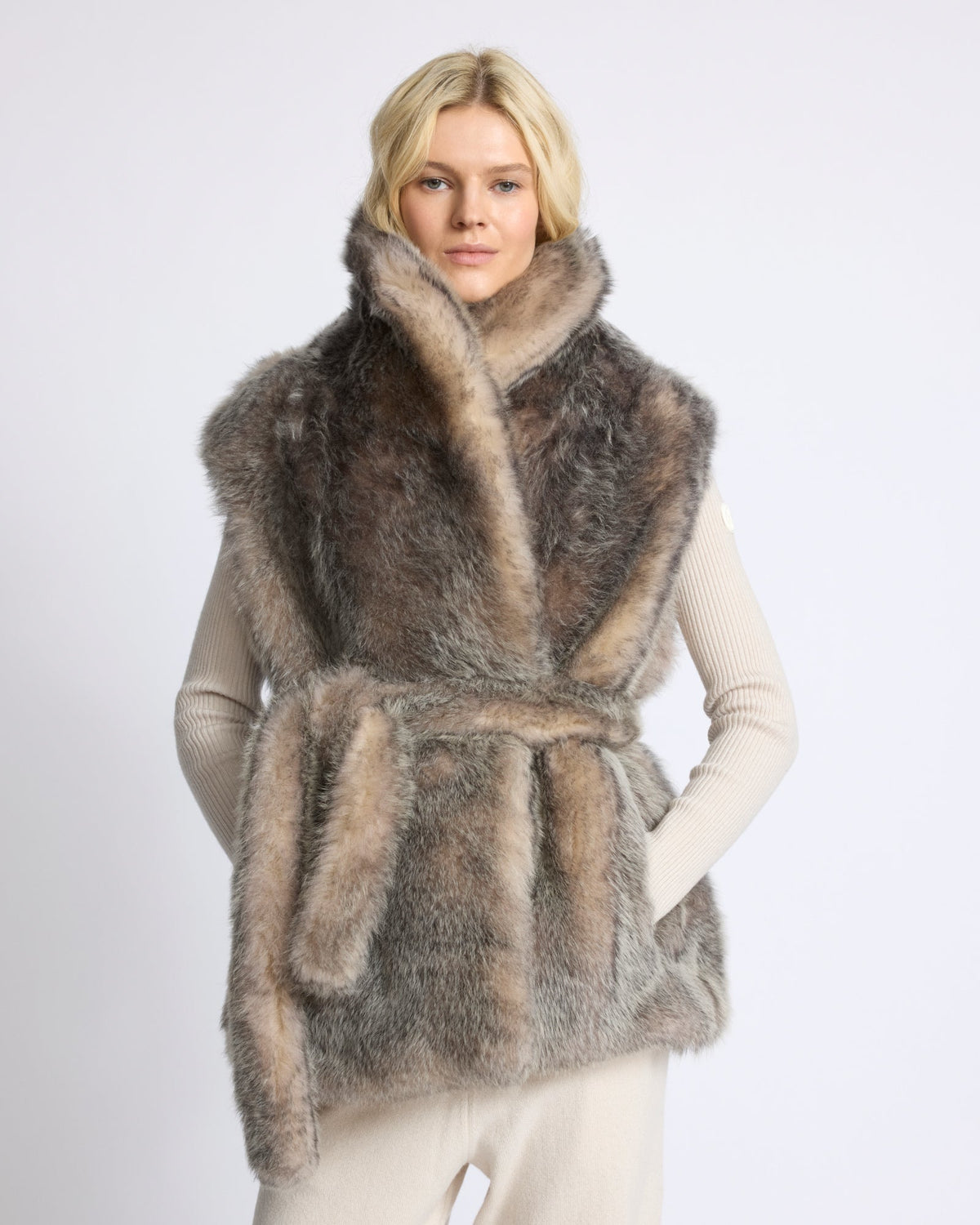 Toscana lamb fur-effect sleeveless gilet