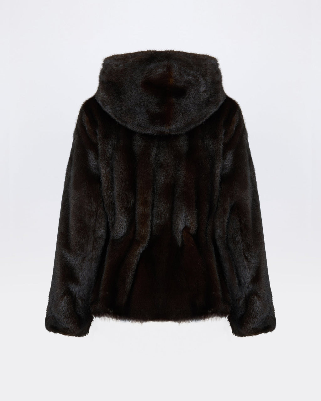 Reversible water-repellent technical fabric hooded jacket with mink fur