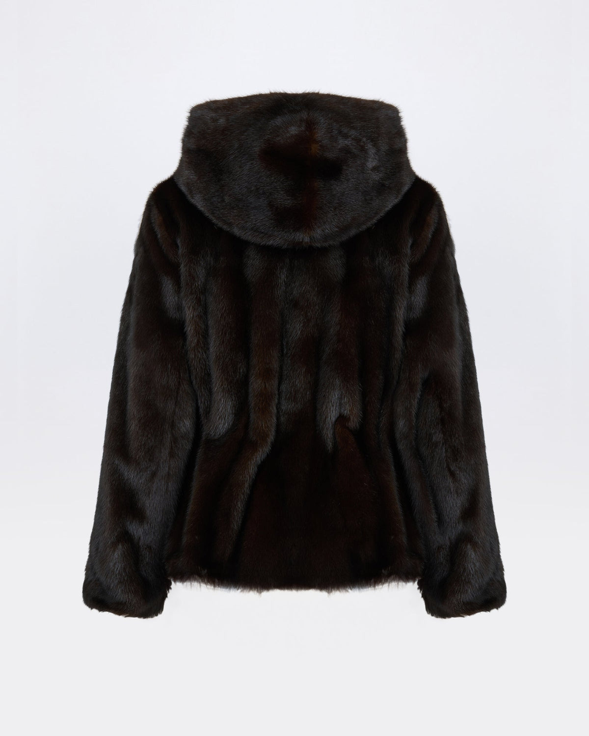 Reversible water-repellent technical fabric hooded jacket with mink fur