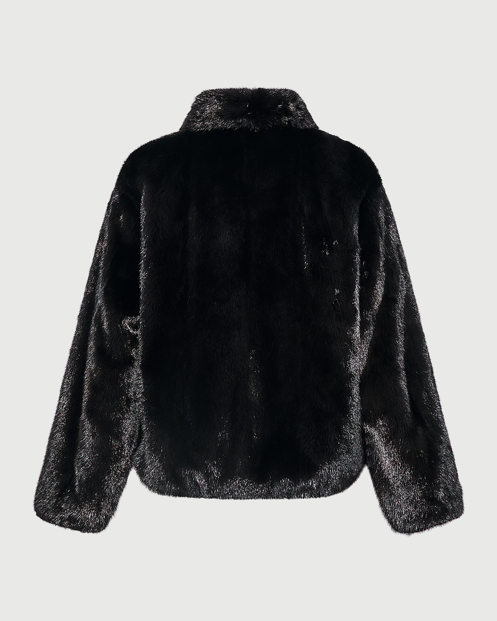 Reversible water-repellent technical fabric bomber with mink fur