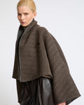 Herringbone double-sided wool cape jacket