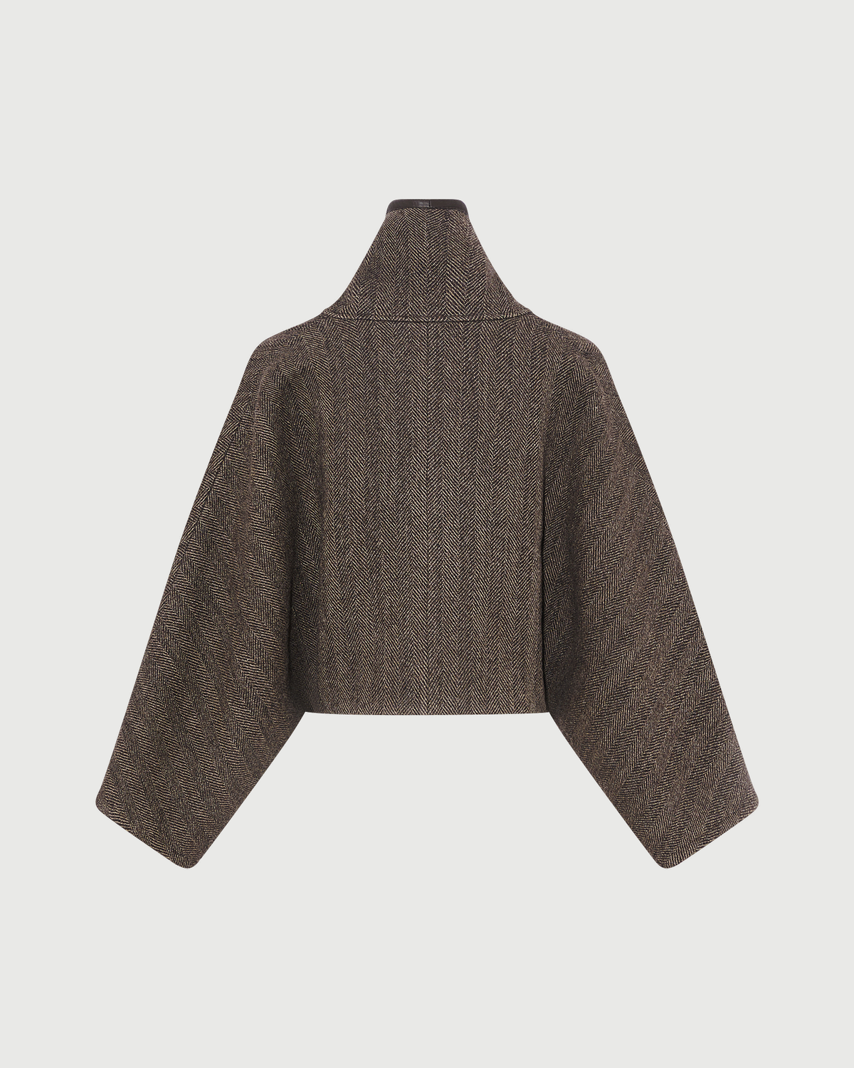 Herringbone double-sided wool cape jacket