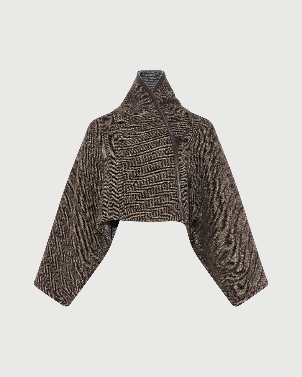 Herringbone double-sided wool cape jacket