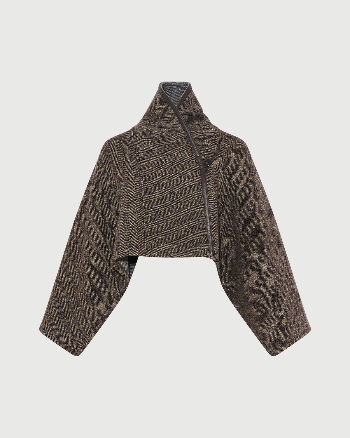Herringbone double-sided wool cape jacket