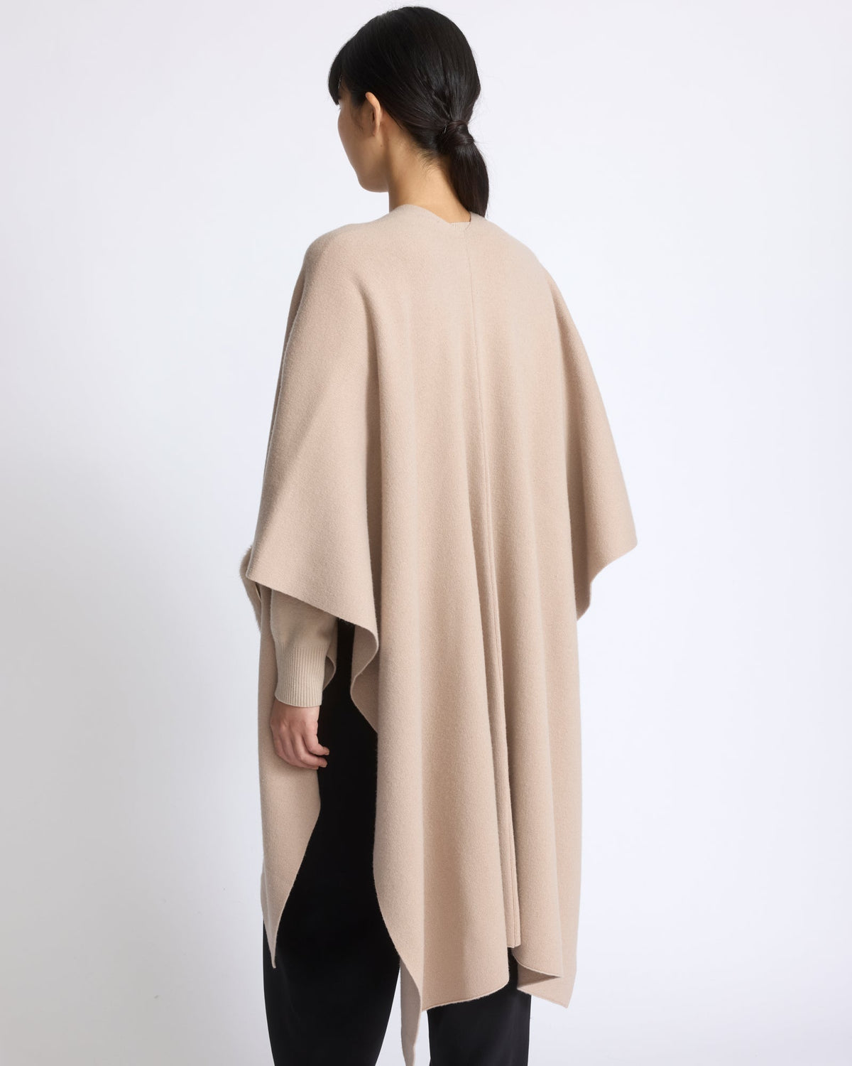 Merino knit poncho with mink fur