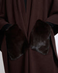 Merino knit poncho with mink fur