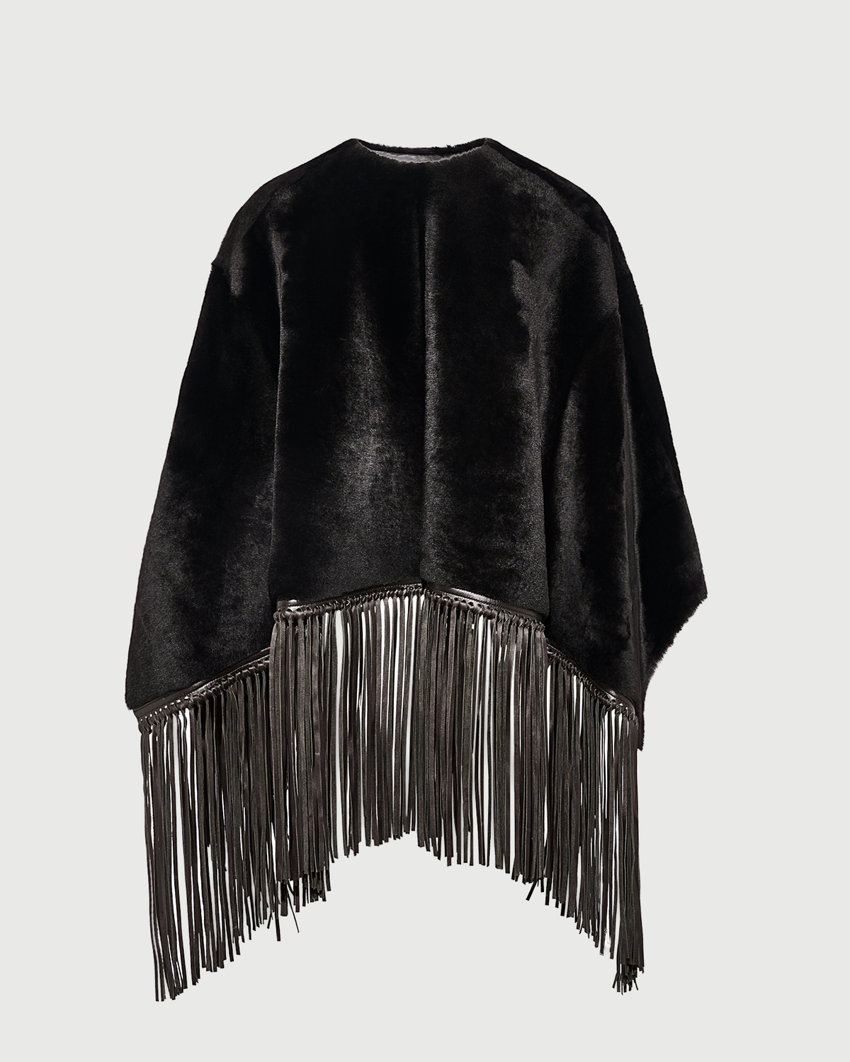 Fringed lambskin shearling cape